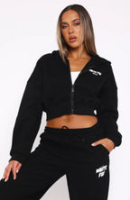 Oversized Cropped Zip-Up Hoodie