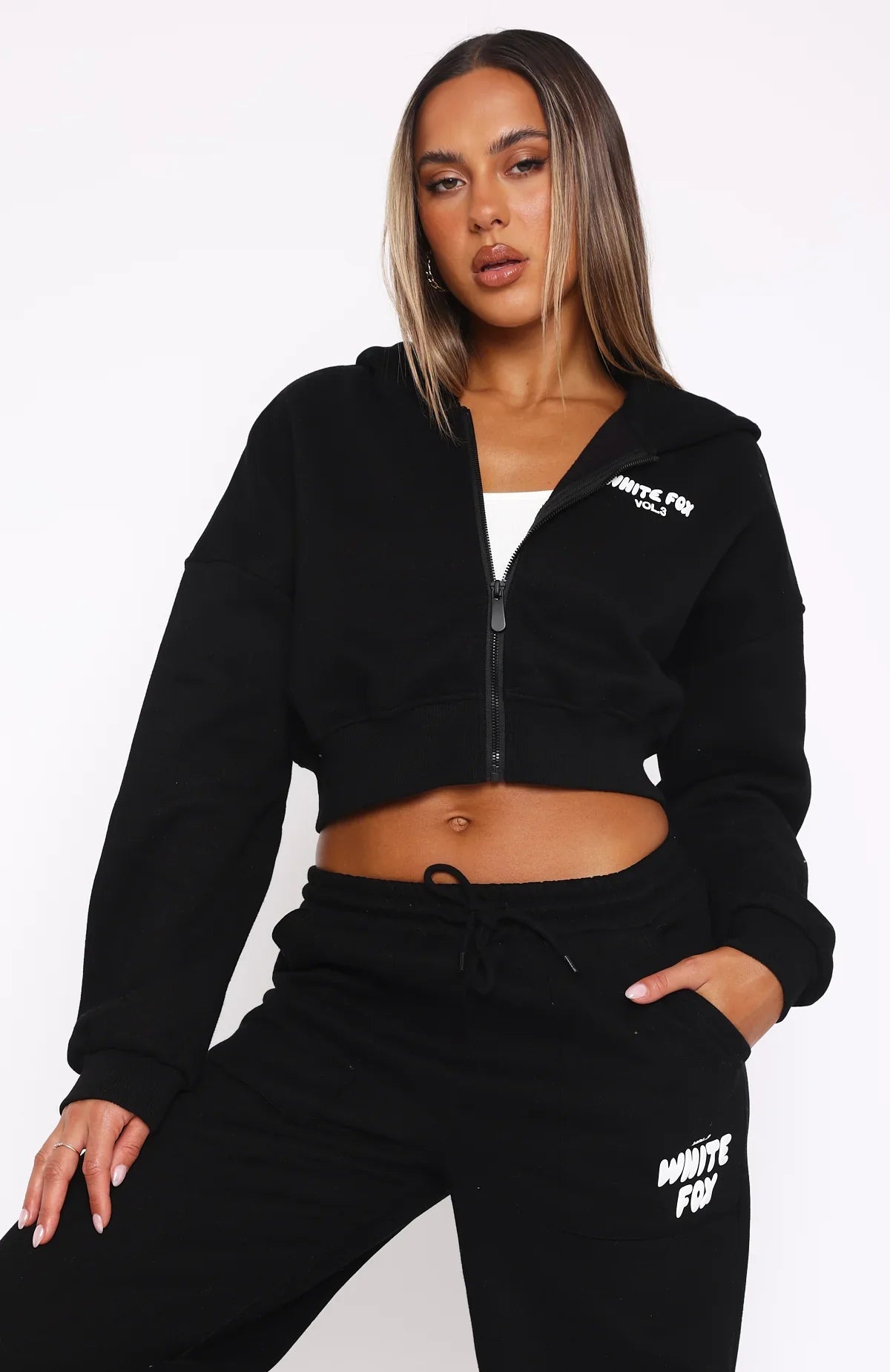 Oversized Cropped Zip-Up Hoodie