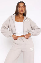 Oversized Cropped Zip-Up Hoodie
