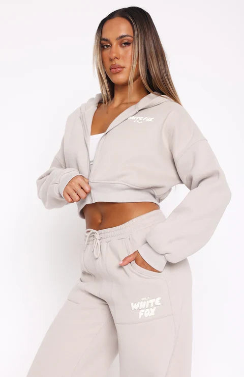 Oversized Cropped Zip-Up Hoodie