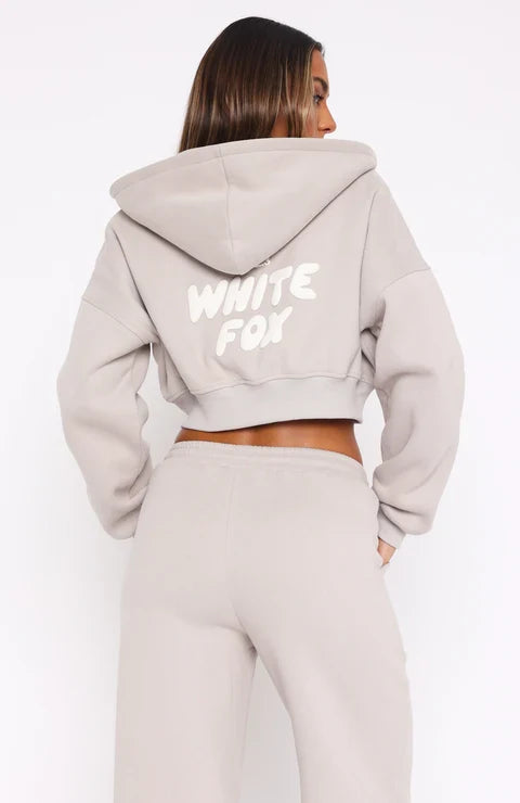 Oversized Cropped Zip-Up Hoodie