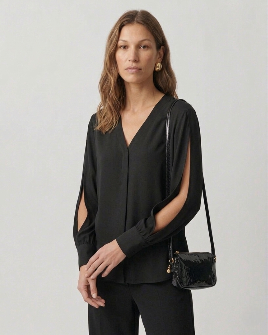 V-Neck Silk Blouse