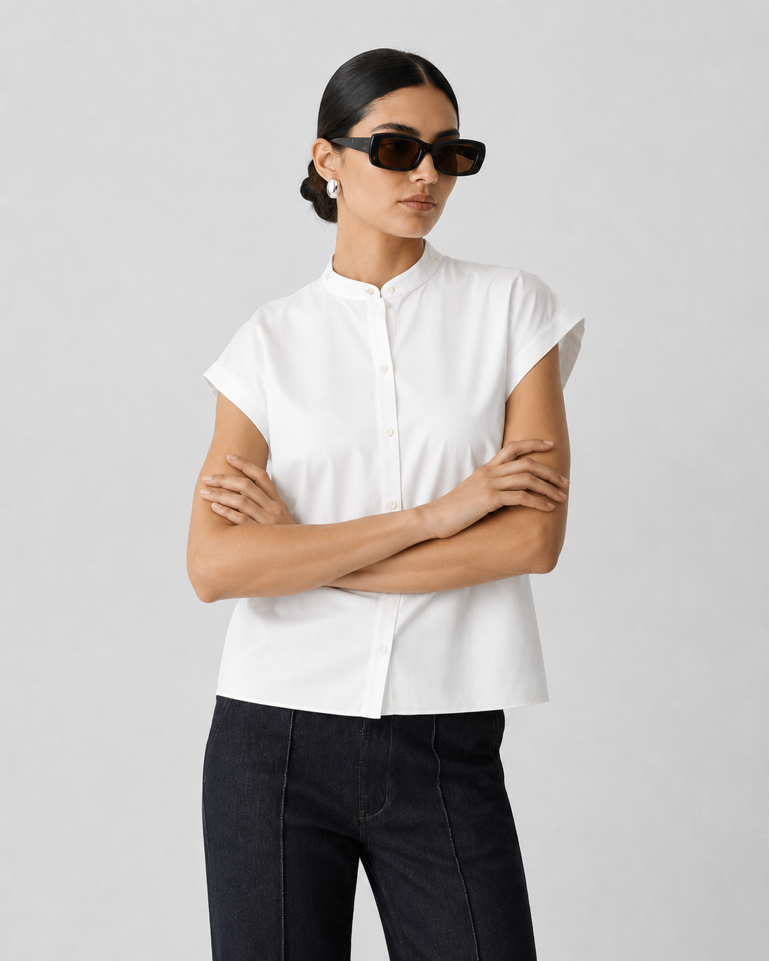 Slim Poplin Shirt Blouse