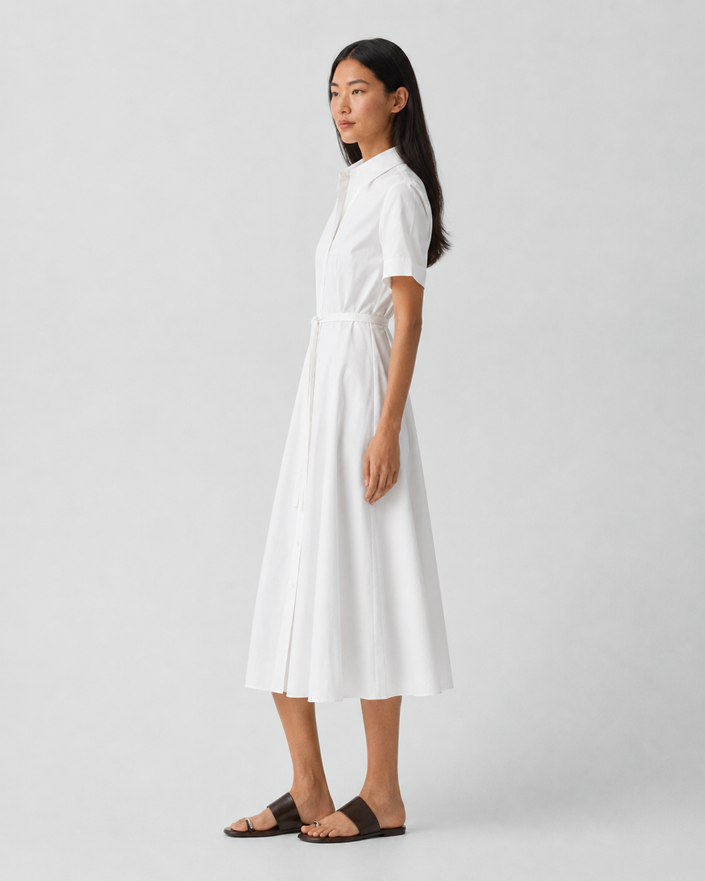 Belted Poplin Maxi Dress