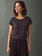 Cotton Cap Sleeve Crew Neck T-Shirt