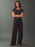 Cotton Cap Sleeve Crew Neck T-Shirt