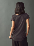 Cotton Cap Sleeve Crew Neck T-Shirt