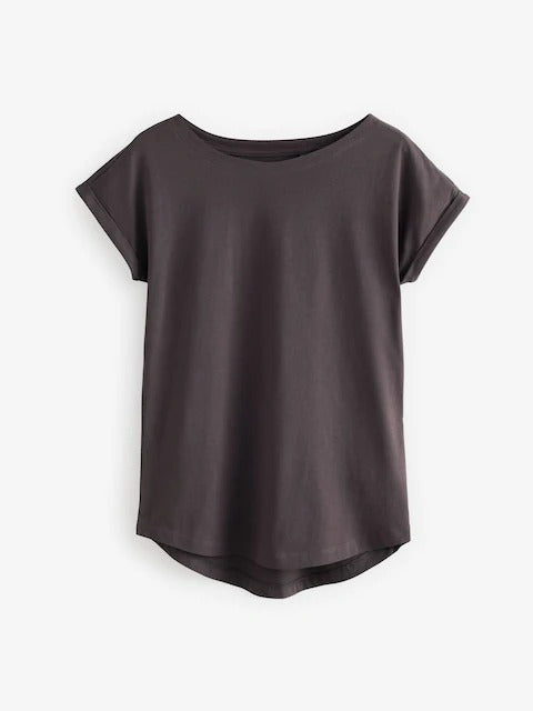 Cotton Cap Sleeve Crew Neck T-Shirt