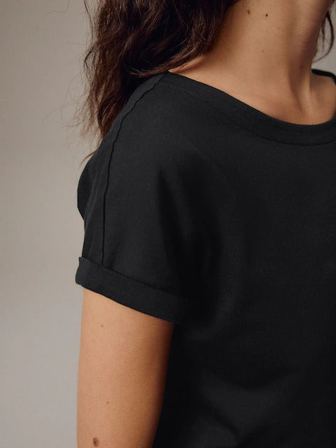 Cotton Cap Sleeve Crew Neck T-Shirt