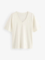 Cotton Modal Blend Slouch V-Neck T-Shirt