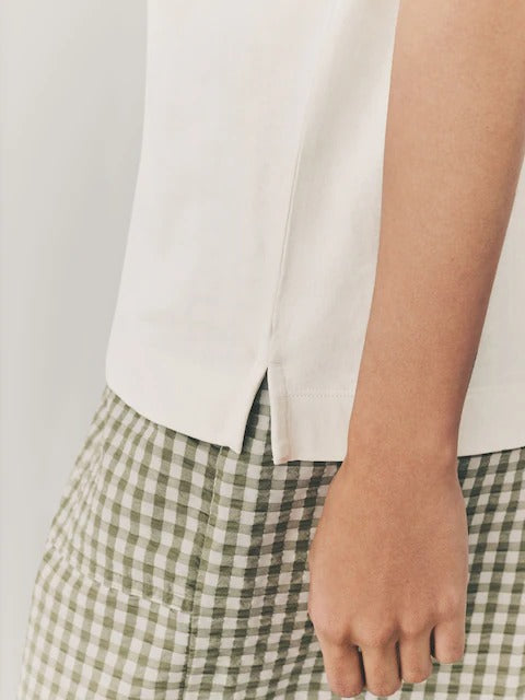 Cotton Modal Blend Slouch V-Neck T-Shirt