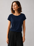 Cotton Cap Sleeve Crew Neck T-Shirt