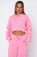 Oversized Cropped Zip-Up Hoodie