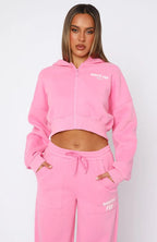 Oversized Cropped Zip-Up Hoodie