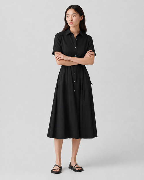 Belted Poplin Maxi Dress