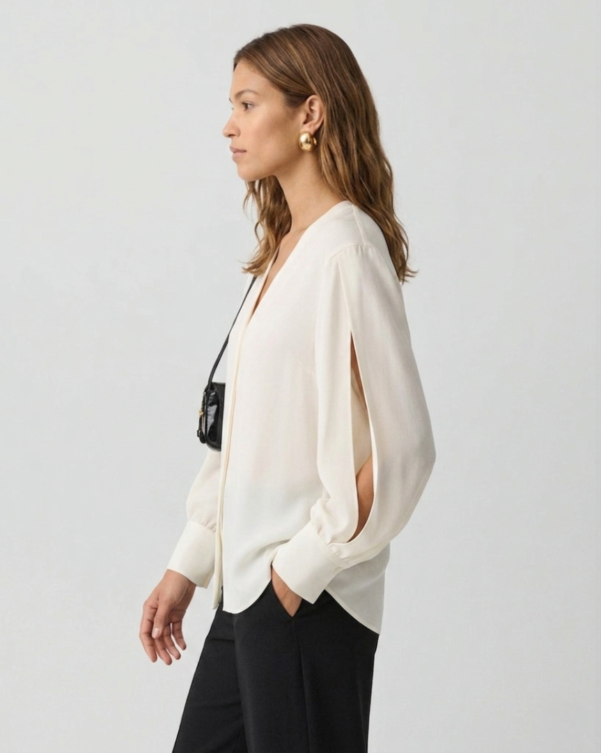 V-Neck Silk Blouse