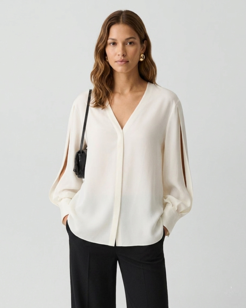 V-Neck Silk Blouse