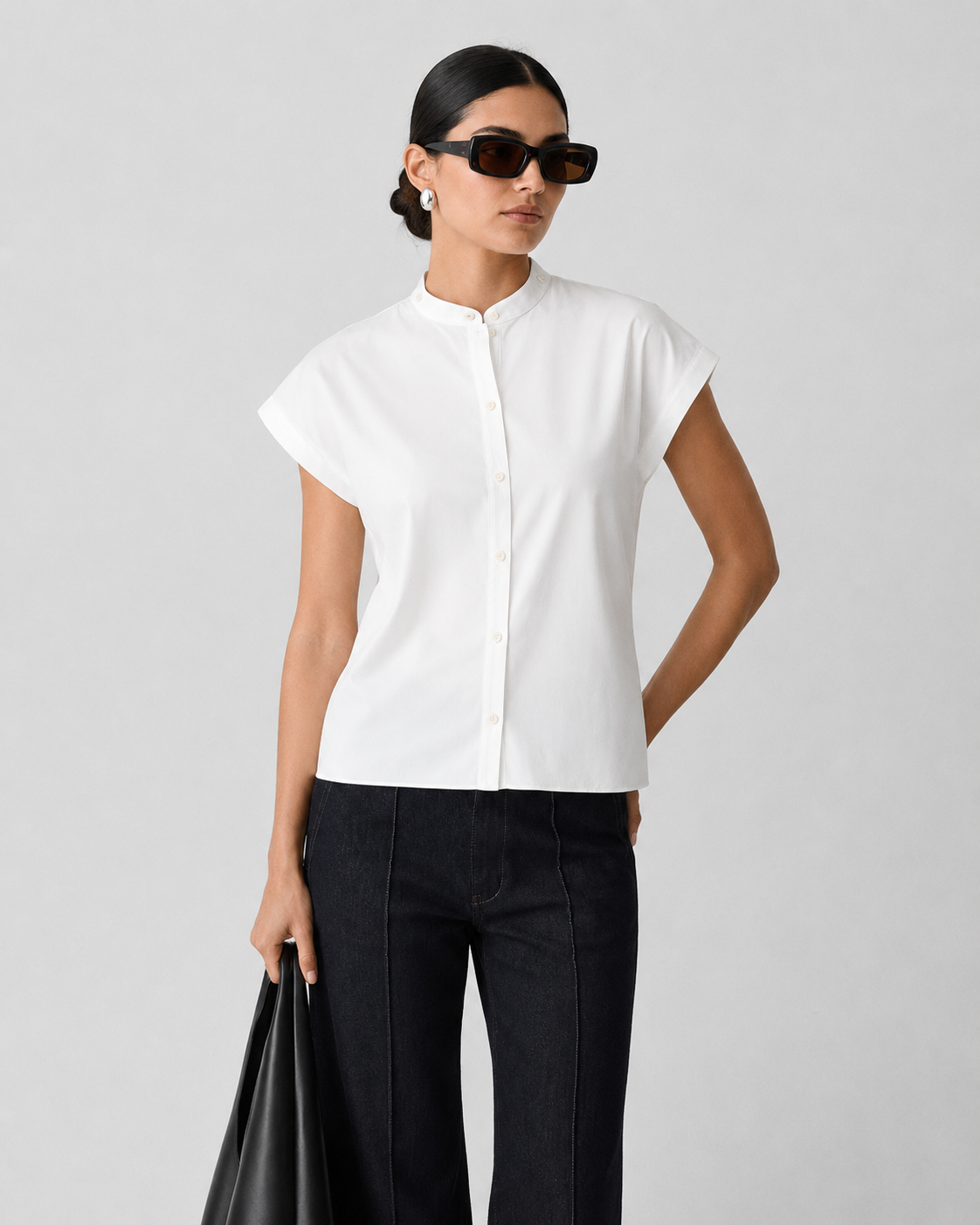 Slim Poplin Shirt Blouse