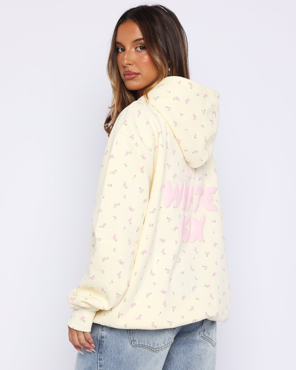 Oversized Lemon Ditsy Prin Hoodie